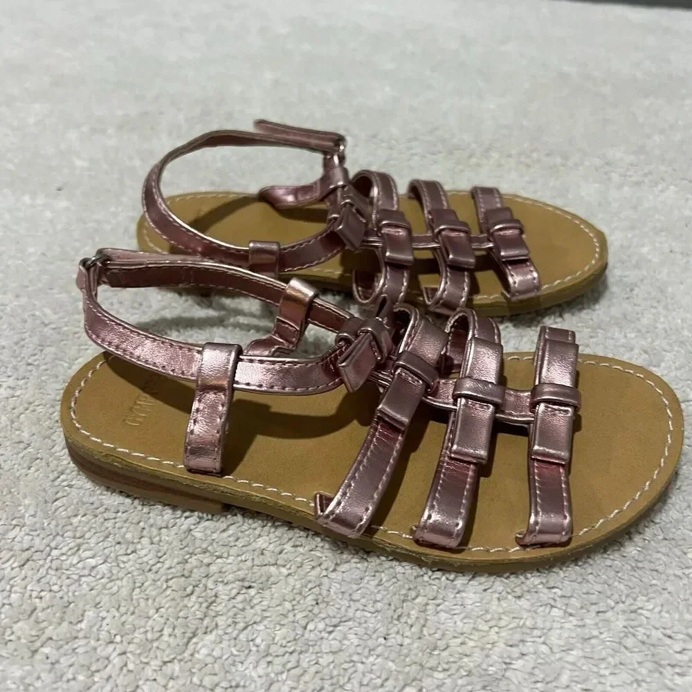 Gymboree & Fashion Kids Girls Pink Gladiator Sandals 10 & White Toddler Lot Of 2